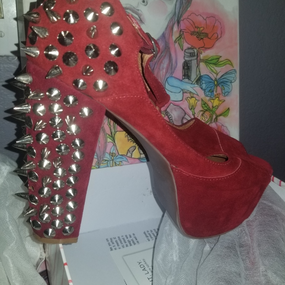 Jeffery Campbell DARK RED FOXY SPIKE heels
